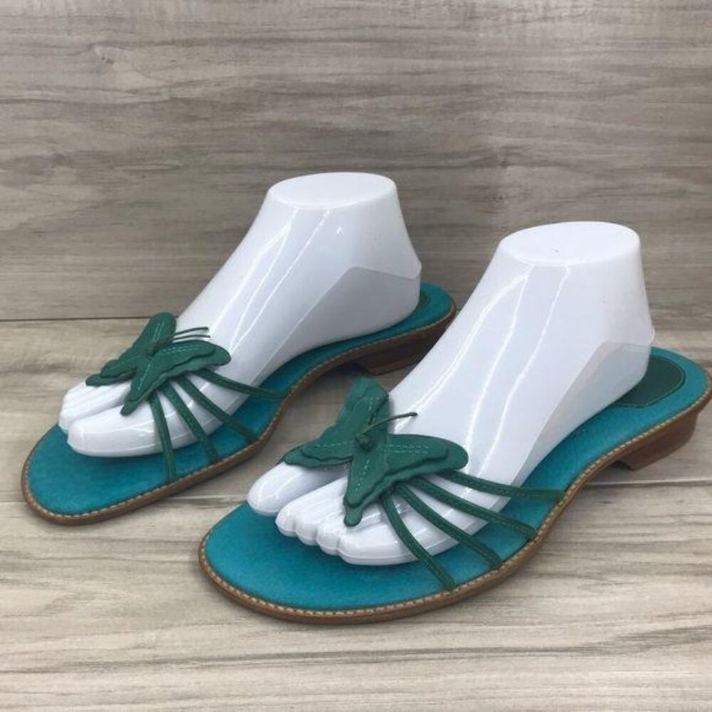 Nicole Odyssey Sandals Women's 10 Butterfly Blue Flat Slip On Shoes